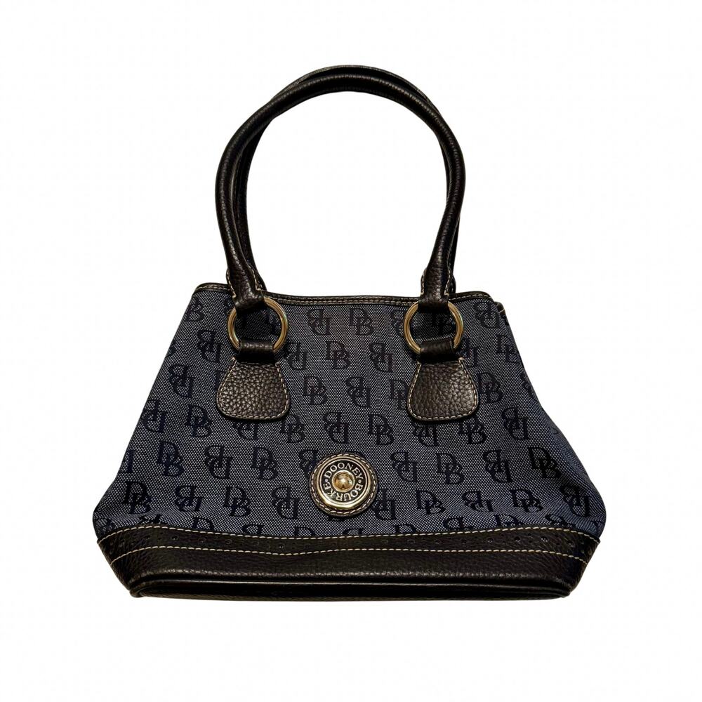Dooney & Bourke Navy Blue Canvas Jacquard Satchel